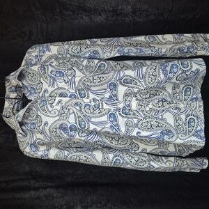 Vintage Banana Republic White and Blue Paisley Shirt